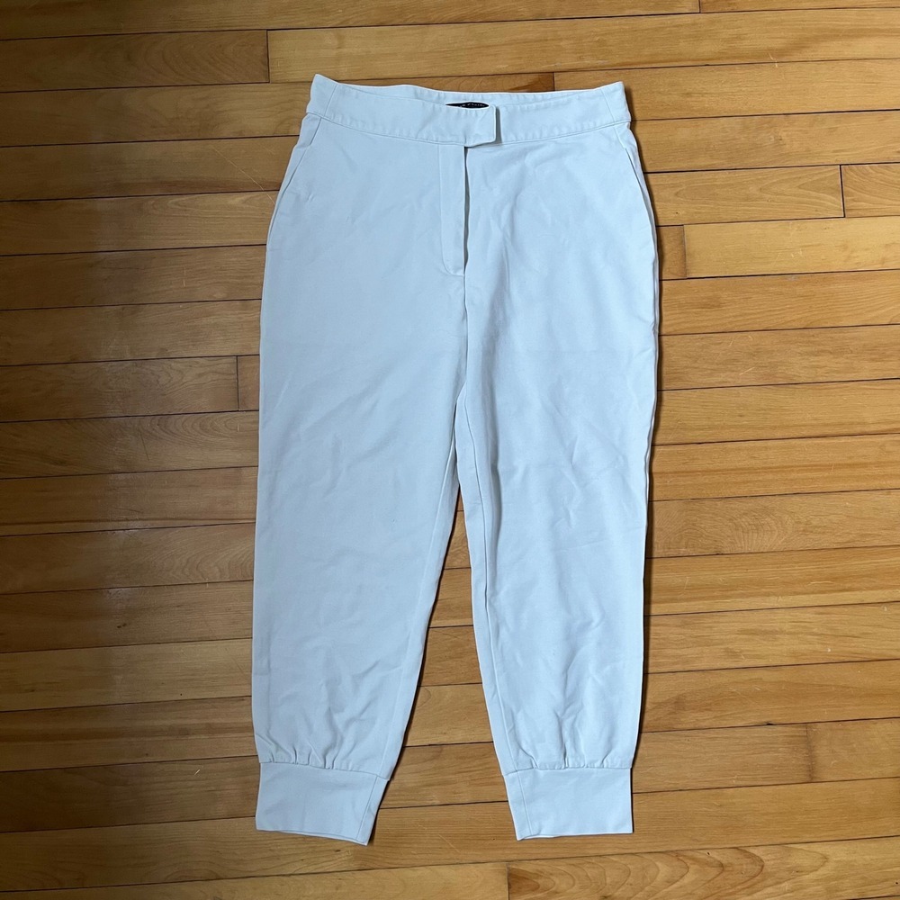 Sarah Pacini White Modal Blend Jogger Pants Made in Italy Size 1 Minimalist